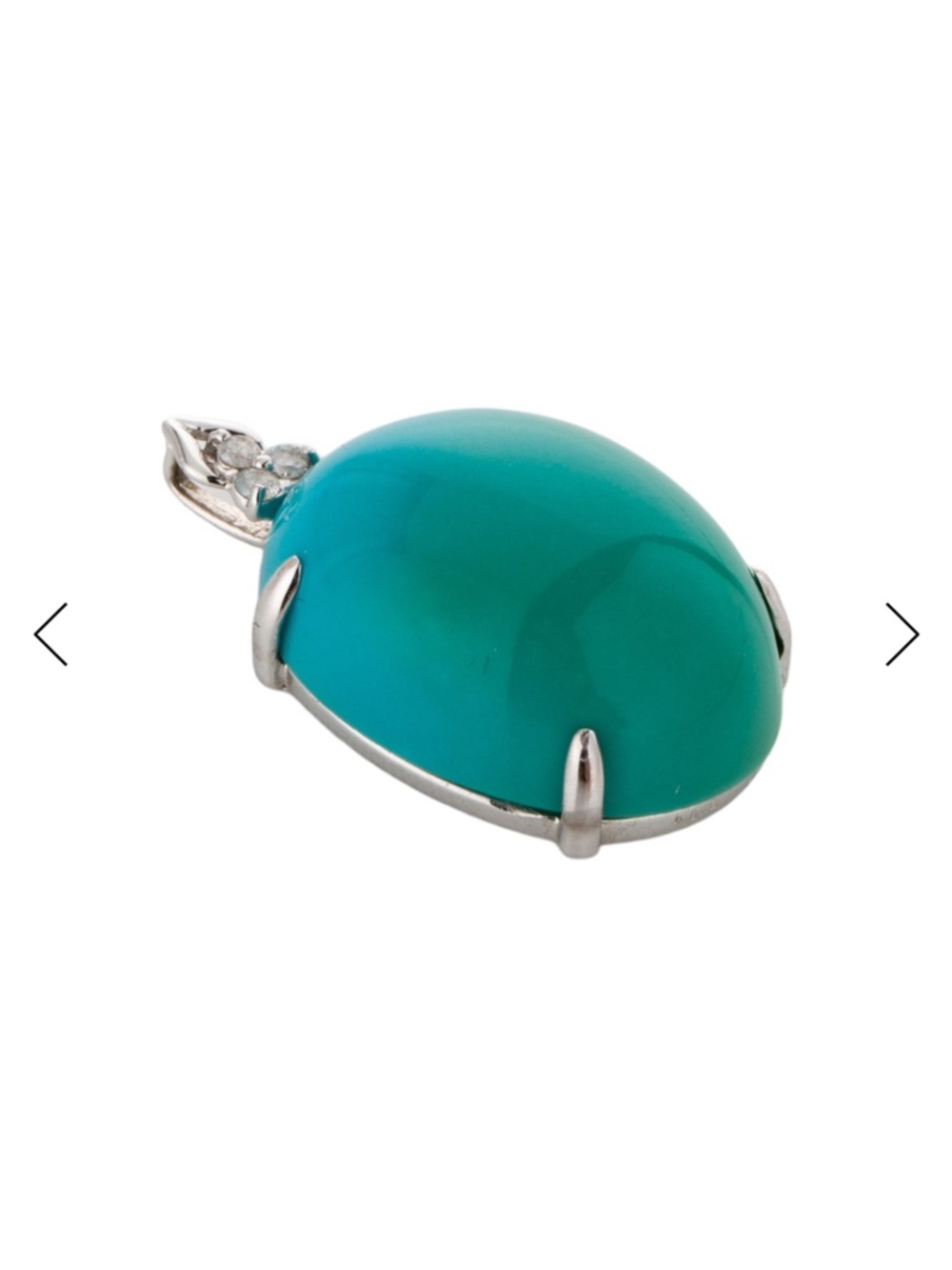 Turquoise Oval Pendant with Diamond Accent - Women's Jewelry - Picture 2 of 3
